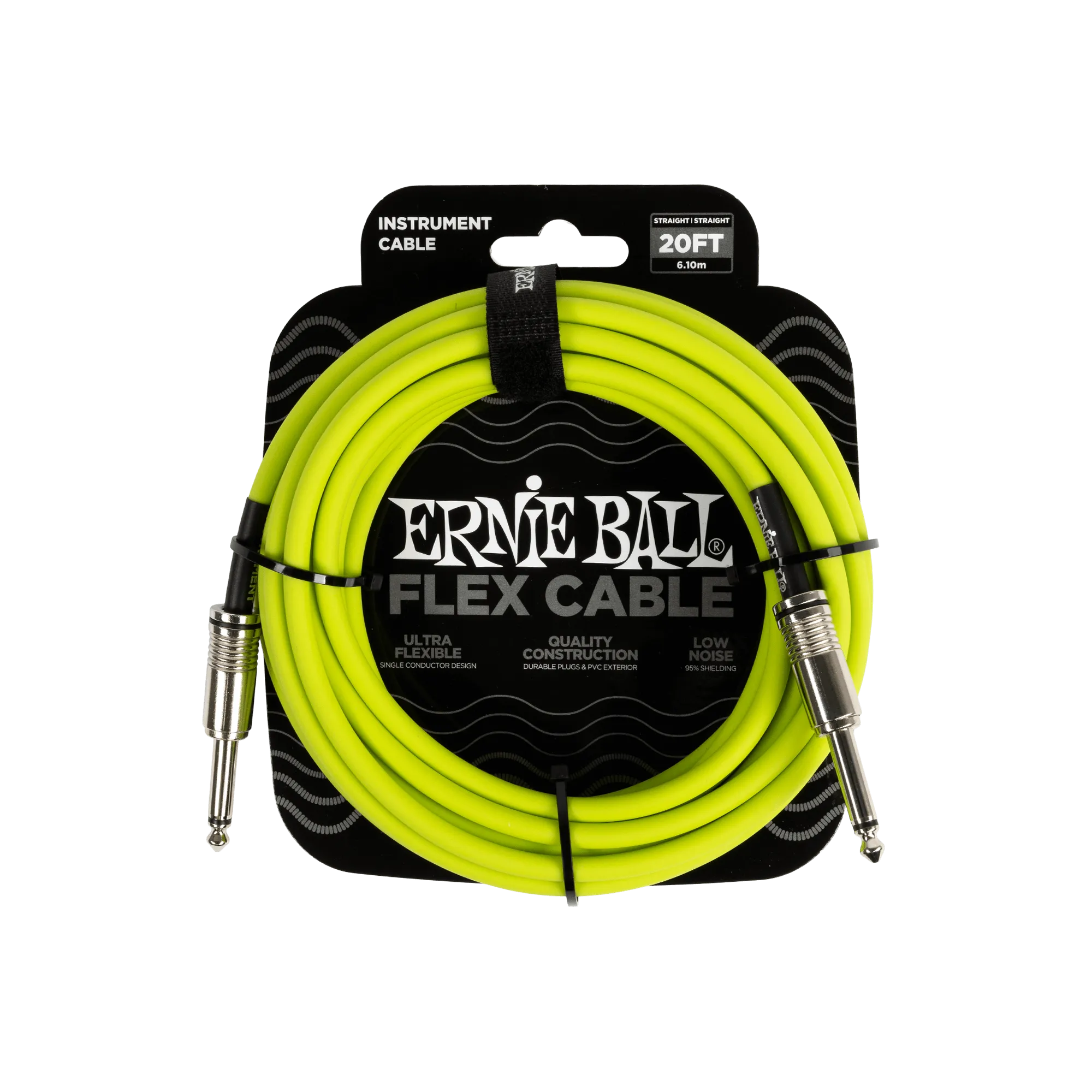 Ernie Ball Flex Instrument Cable Straight/Straight 20Ft - Green