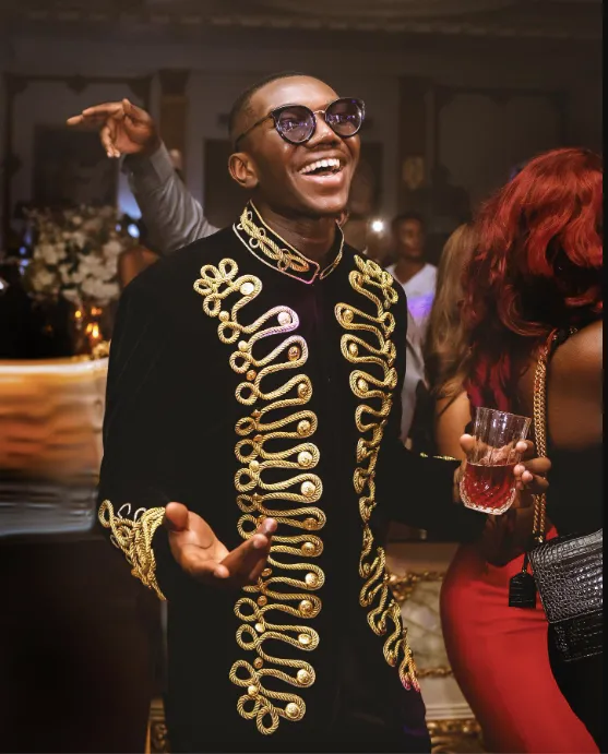 Festival Party Jacket Men's Tuxedo Blazer Gold Black Captain Jacket Burning Man