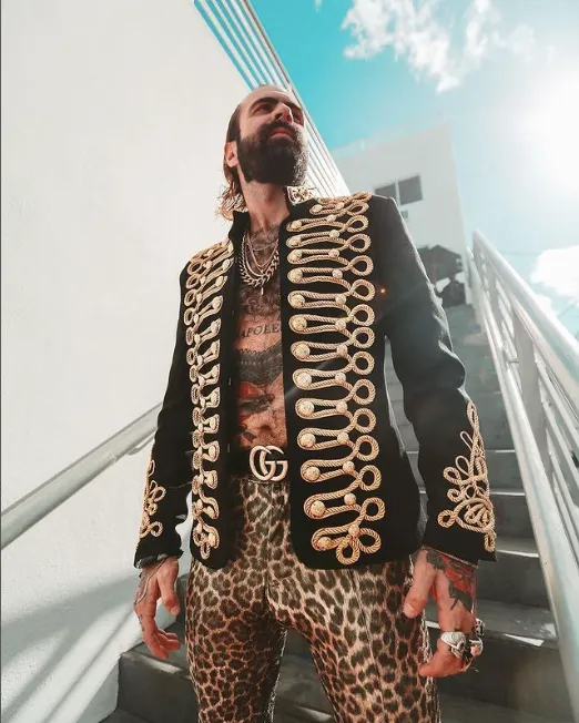 Festival Party Jacket Men's Tuxedo Blazer Gold Black Captain Jacket Burning Man