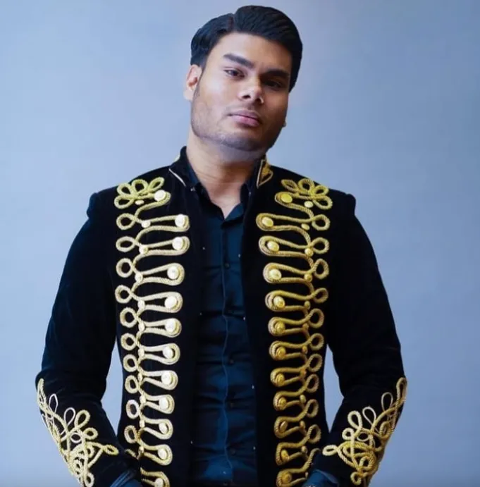 Festival Party Jacket Men's Tuxedo Blazer Gold Black Captain Jacket Burning Man