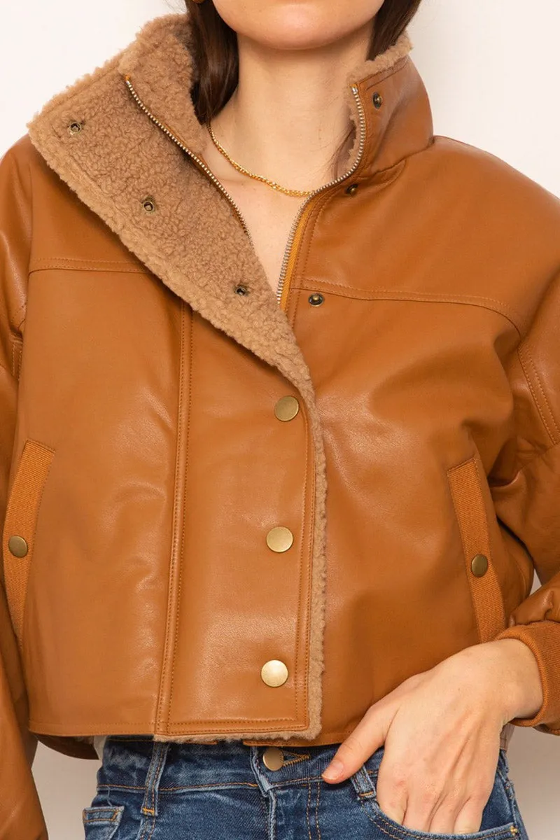 FLORA CROPPED LEATHER JACKET