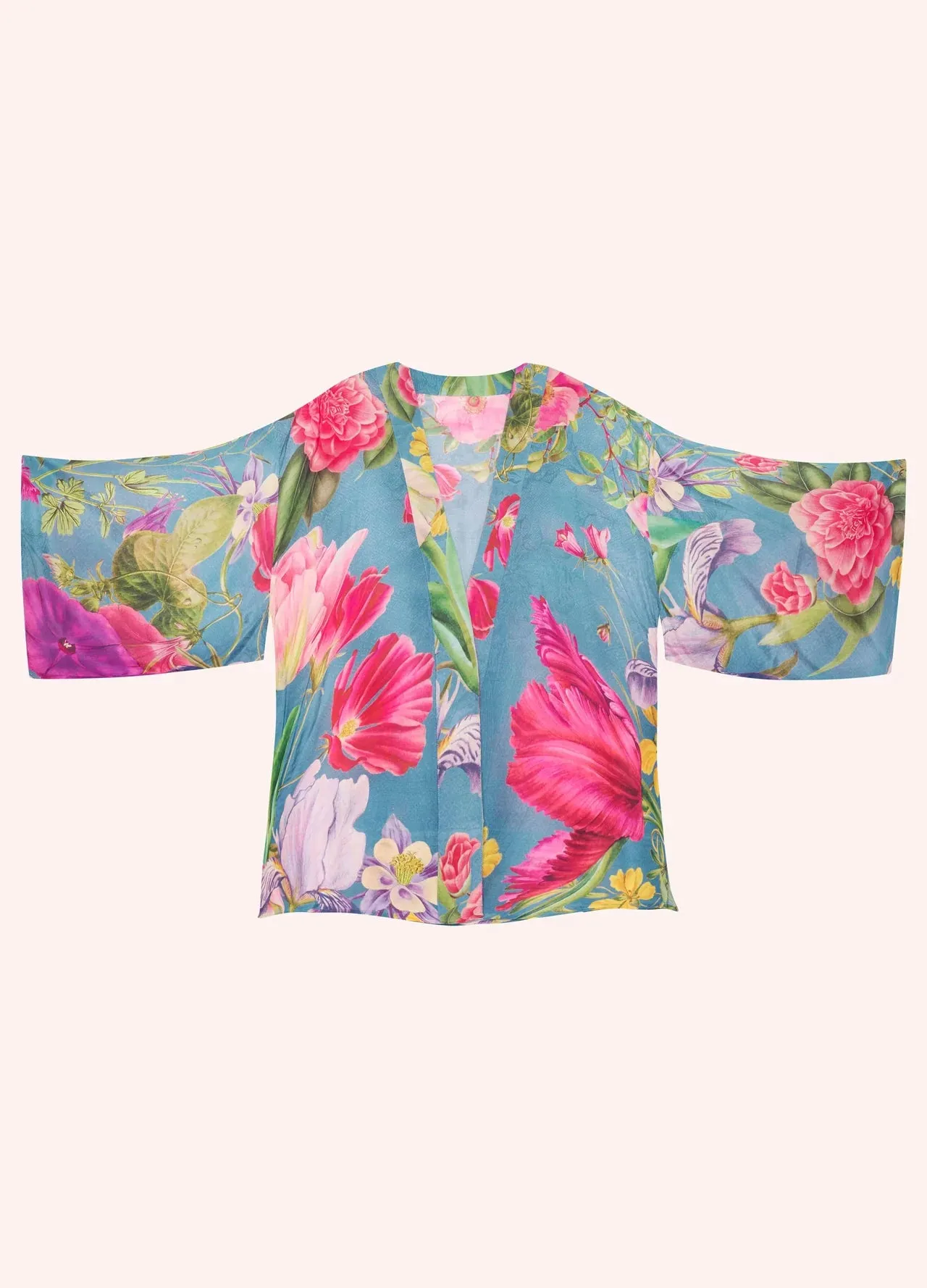 Floral Study Kimono Jacket by Powder UK in Denim
