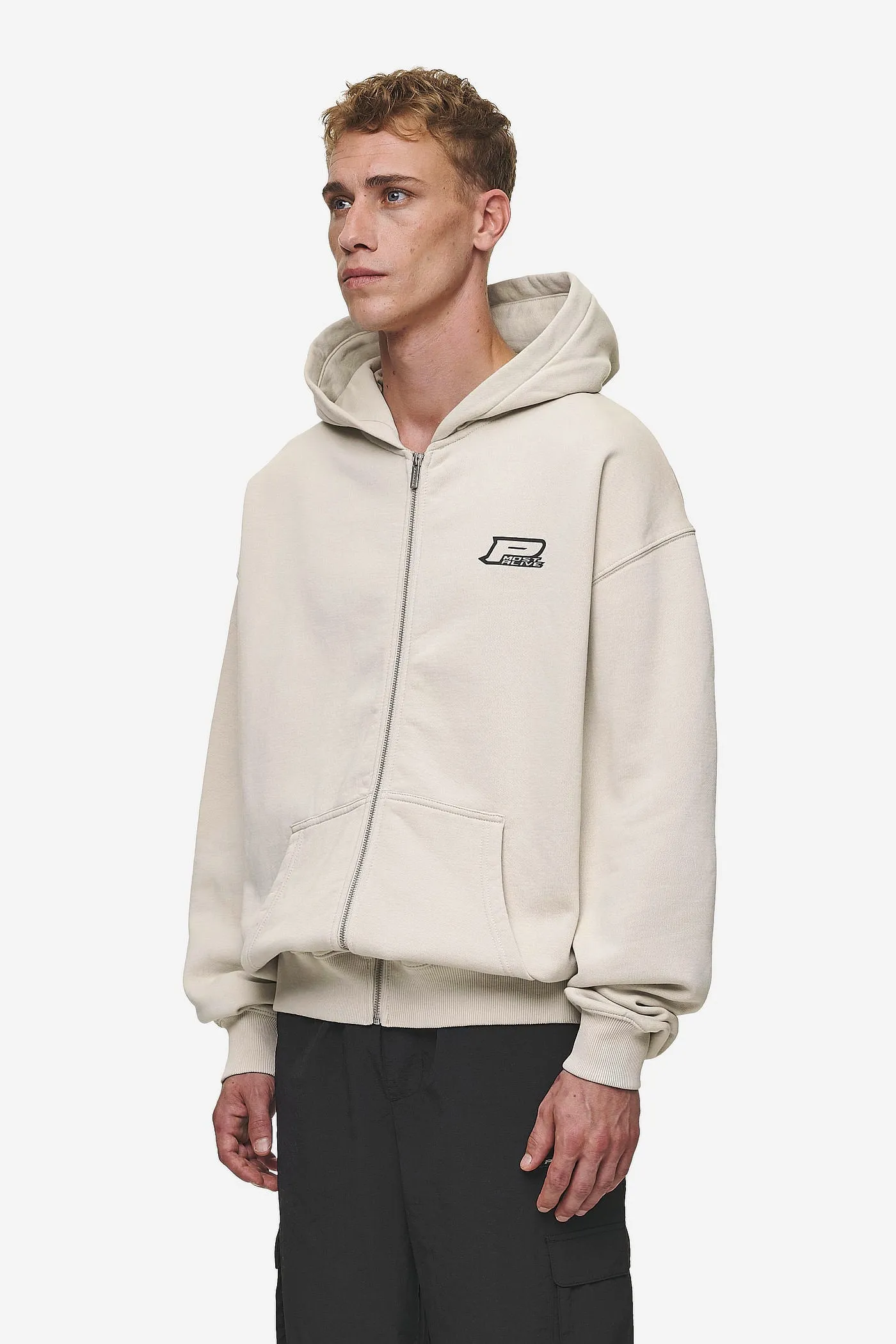 Fox Oversized Sweat Jacket Washed Light Beige