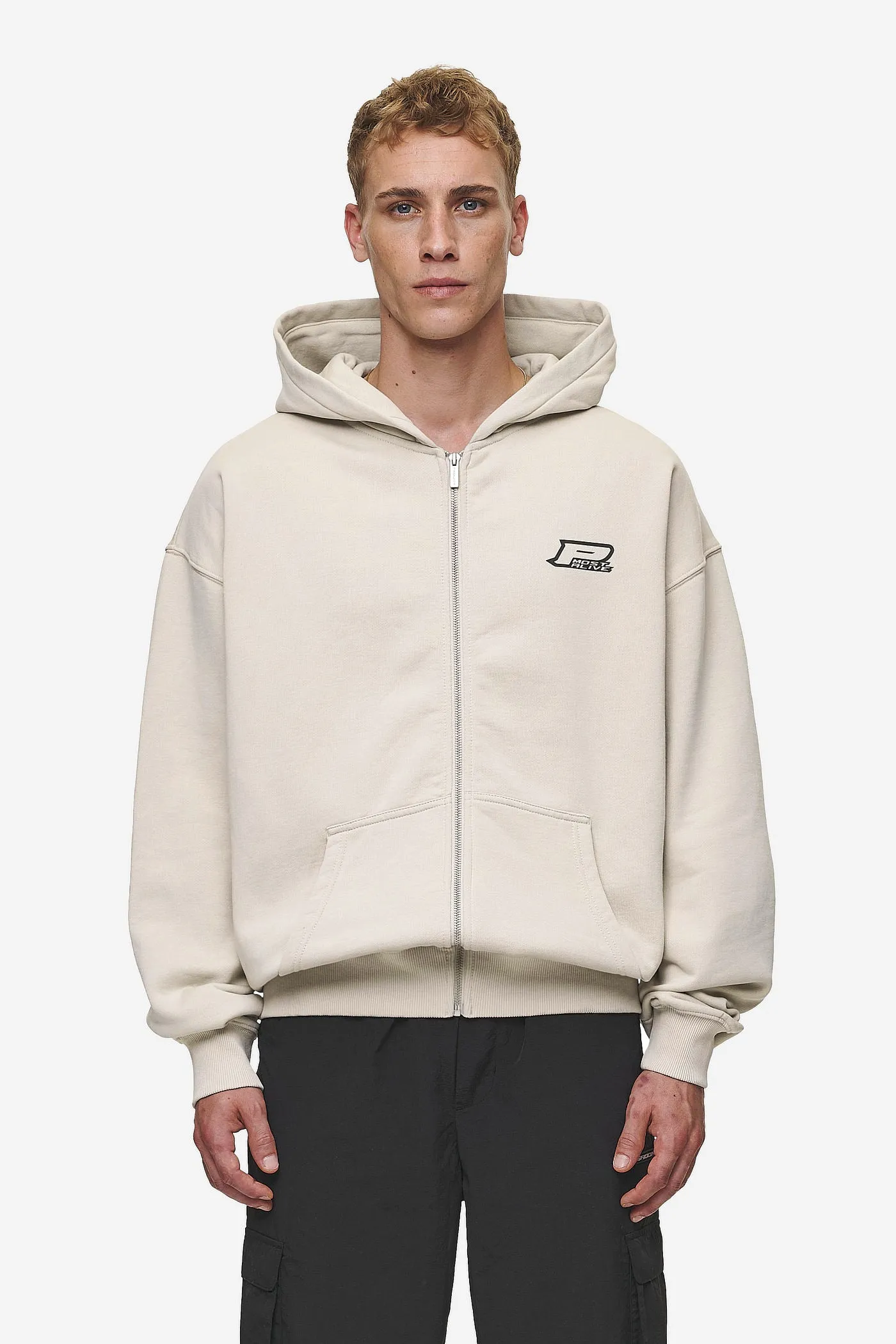 Fox Oversized Sweat Jacket Washed Light Beige