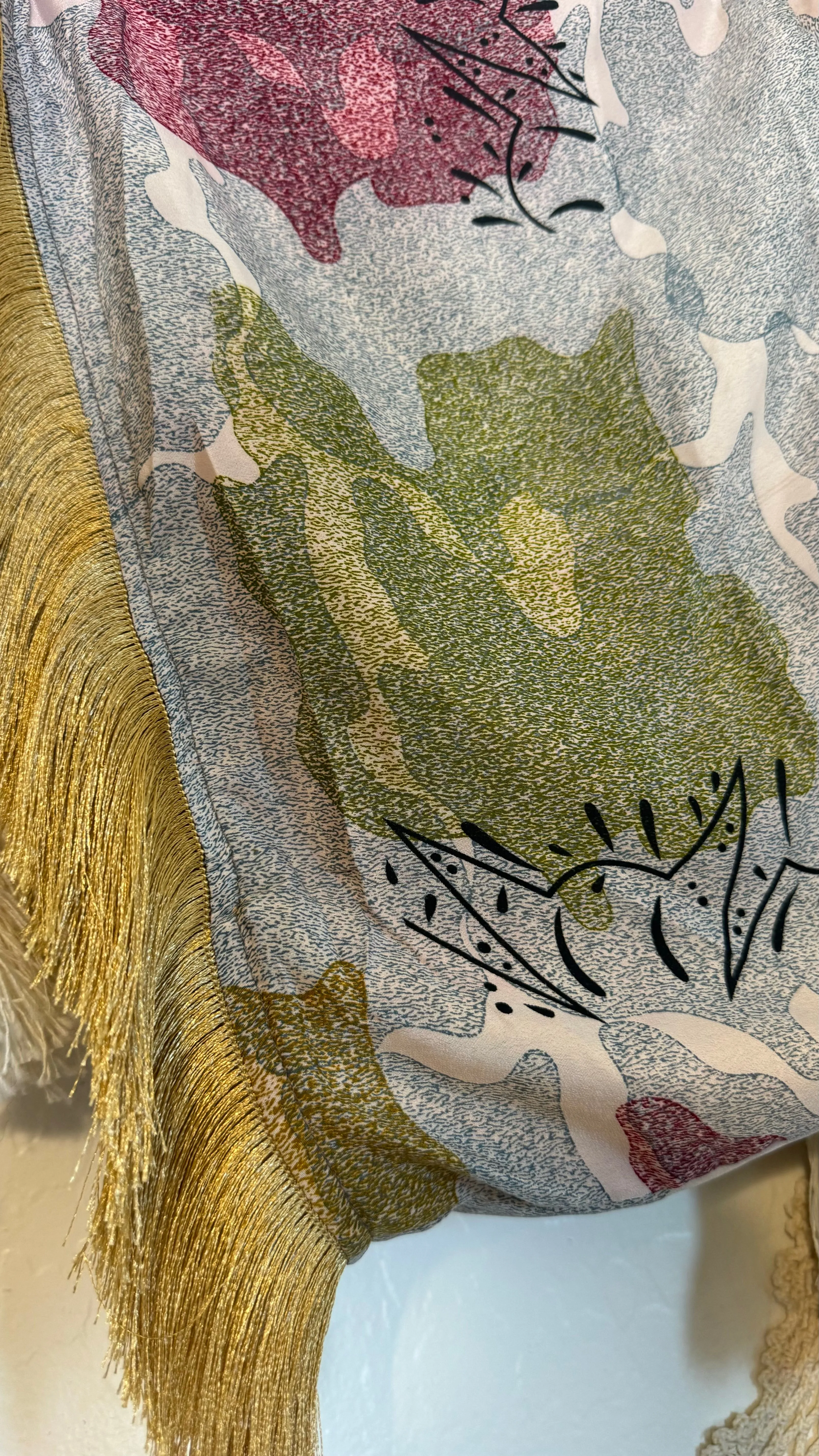 Fringe High-Low Silk Kimono 003