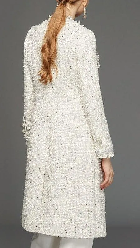 Fringe-Trimmed Tweed Coat