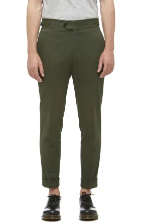 Green Cotton Cuffed Trouser