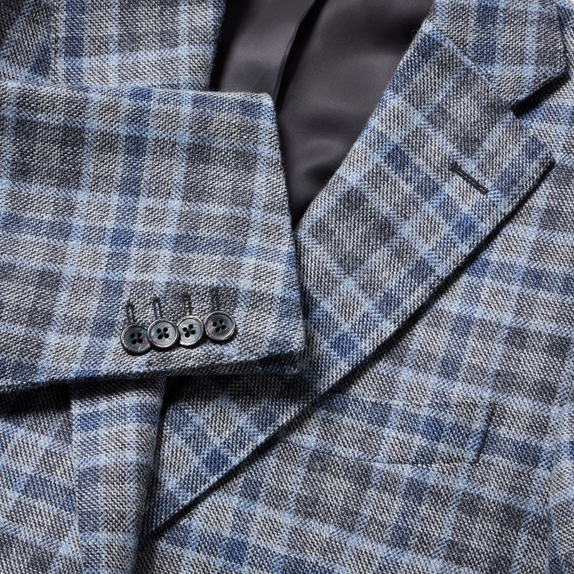 HENRY SARTORIAL x DORMEUIL Dun Full Canvas Check Blazer GREY/SKY REG