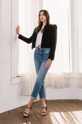 HIGH RISE MOM JEANS  (MED WASH)