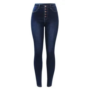 High Waist Jeans For Women Stretchy Button Fly Denim Skinny Pants