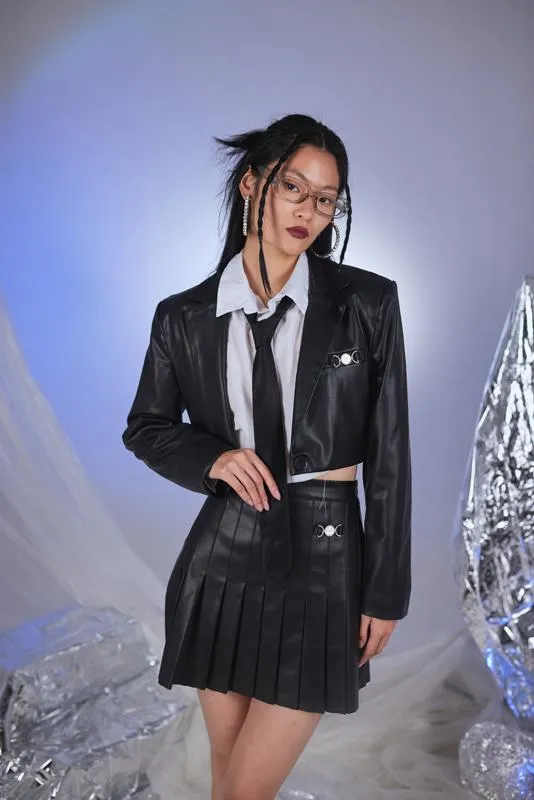 HLLY Women College Leather Jacket Black - Martínez de la Torre