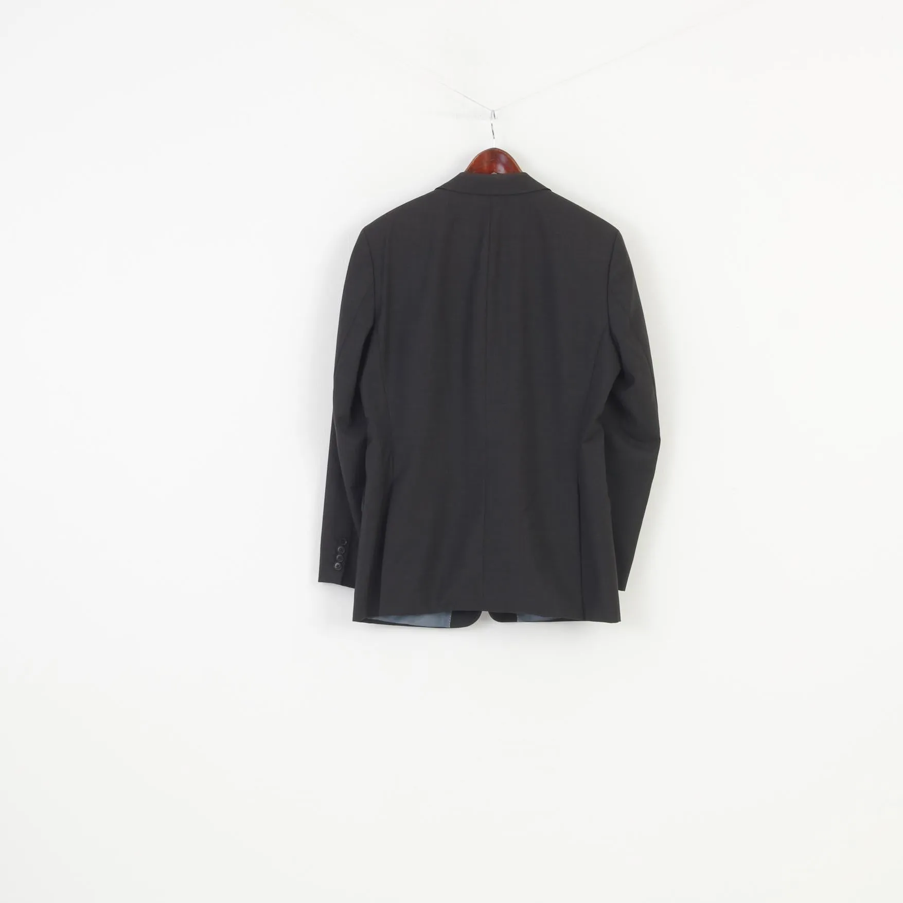Hugo Boss Men 50 40 Blazer Charcoal Wool Single Breasted Vintage Jacket