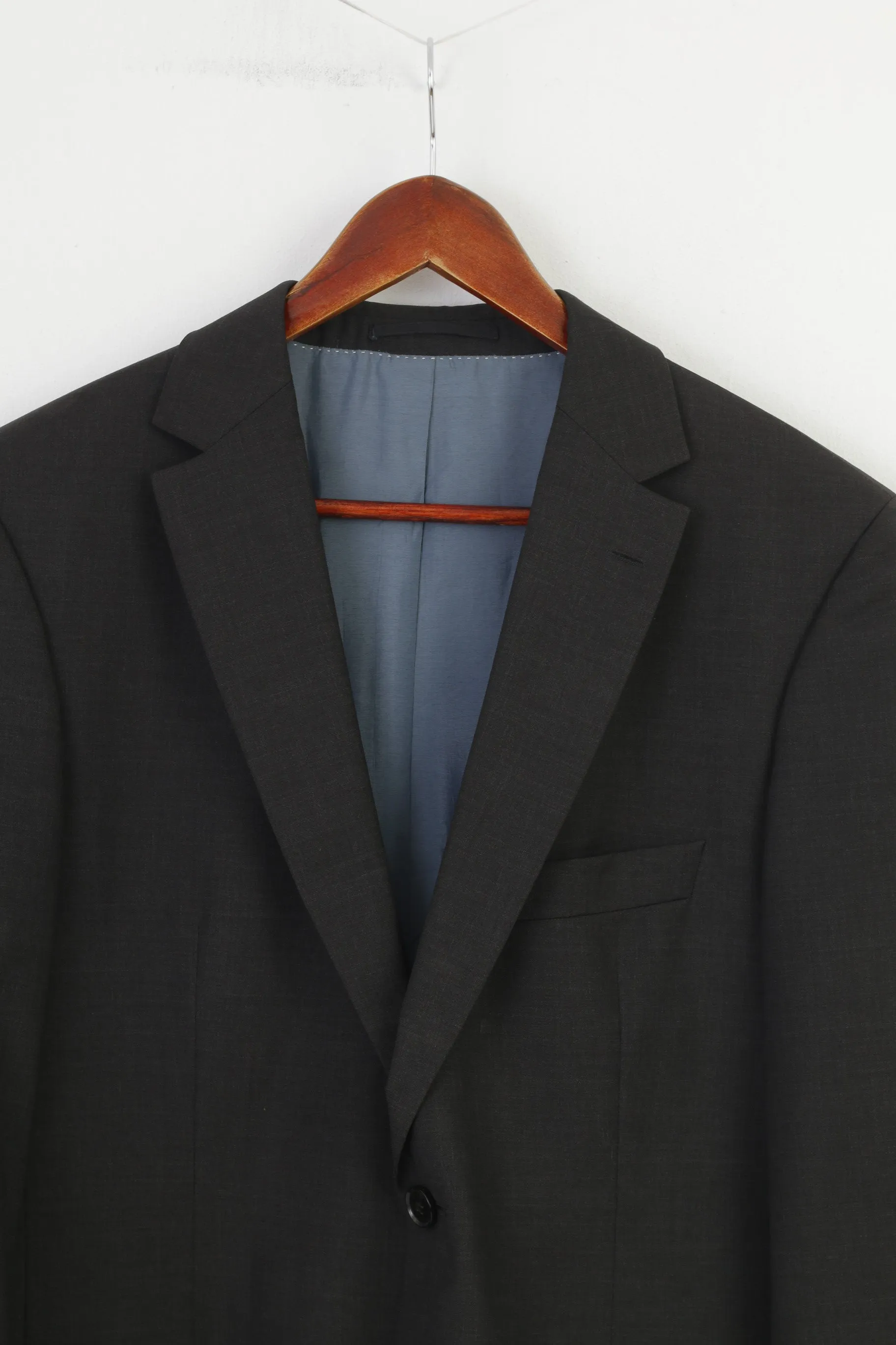 Hugo Boss Men 50 40 Blazer Charcoal Wool Single Breasted Vintage Jacket