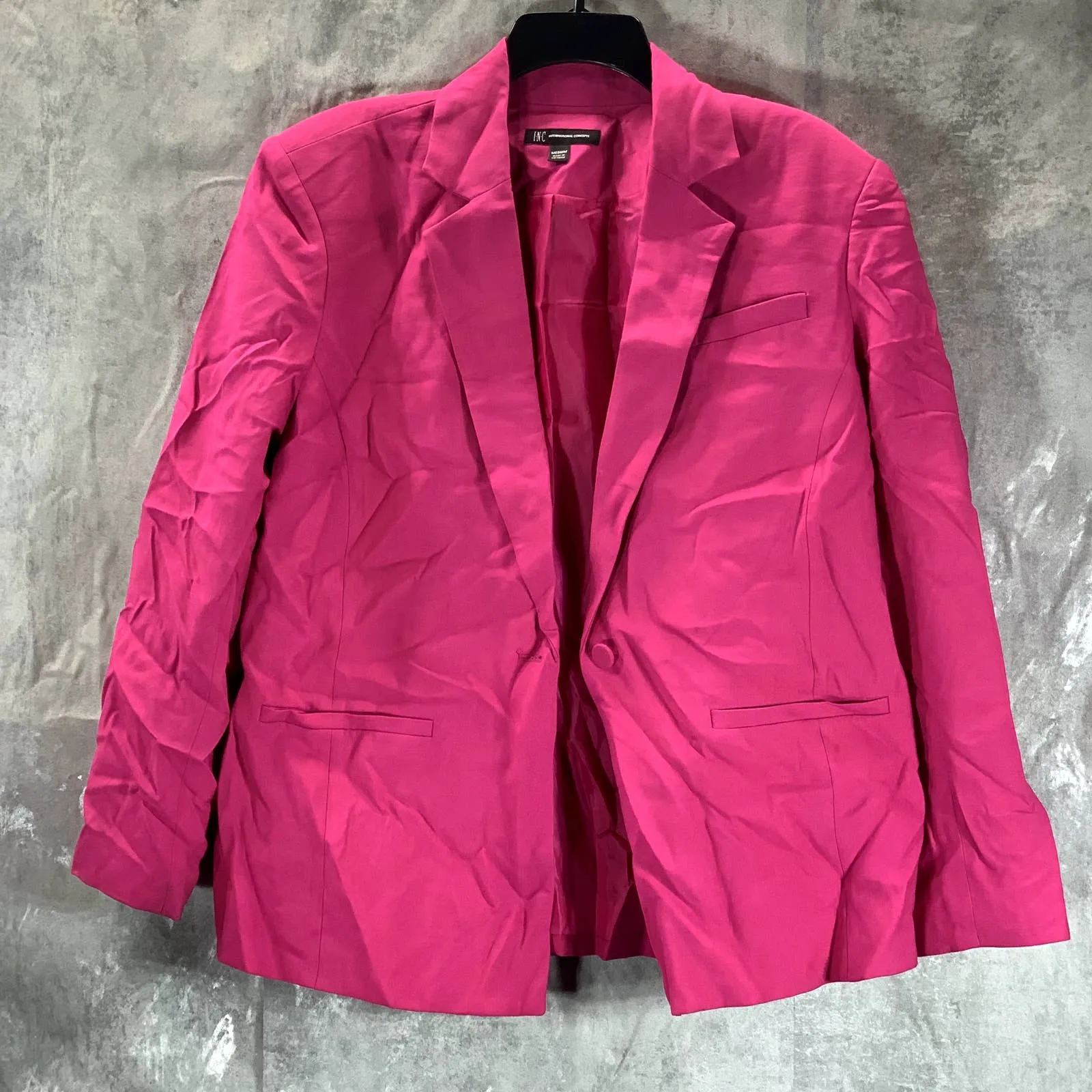 INC INTERNATIONAL CONCEPTS Women's Jazzy Pink One-Button Oversized Blazer SZ M