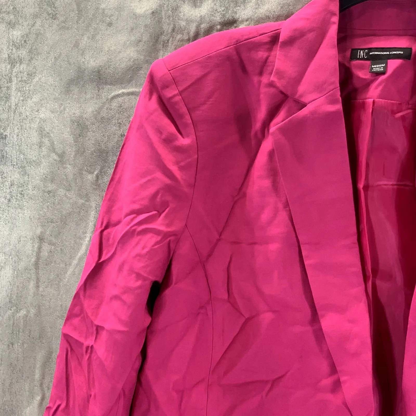 INC INTERNATIONAL CONCEPTS Women's Jazzy Pink One-Button Oversized Blazer SZ M