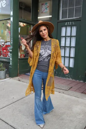 Indie Lace Crochet Kimono - Marigold