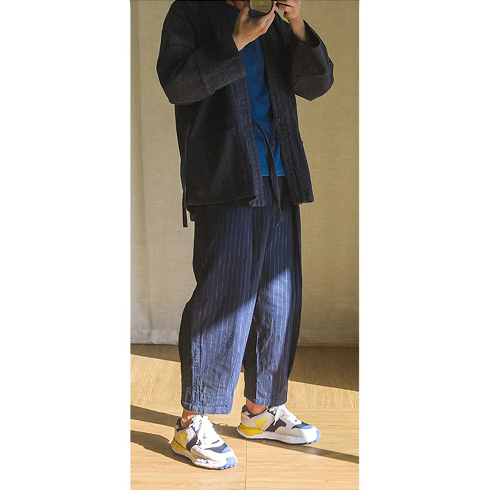 Indigo Dyed Blended Kimono