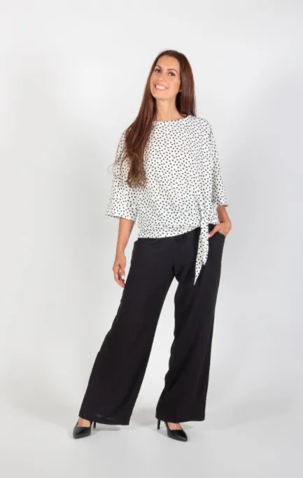 Ivory and Black Pattern 3/4 Sleeve Tunic