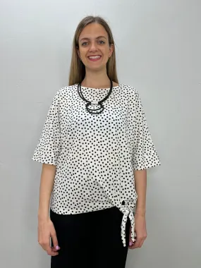 Ivory and Black Pattern 3/4 Sleeve Tunic