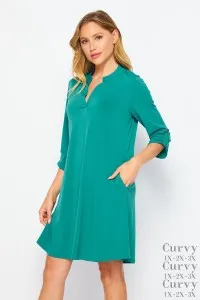 Jade Bulgari Dress with Cuffed Sleeves