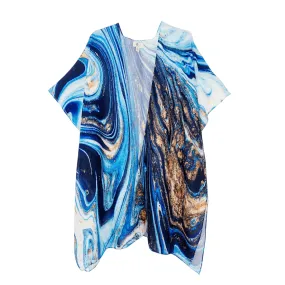 JC Sunny Fashion - Blue-Gold Marble Kimono