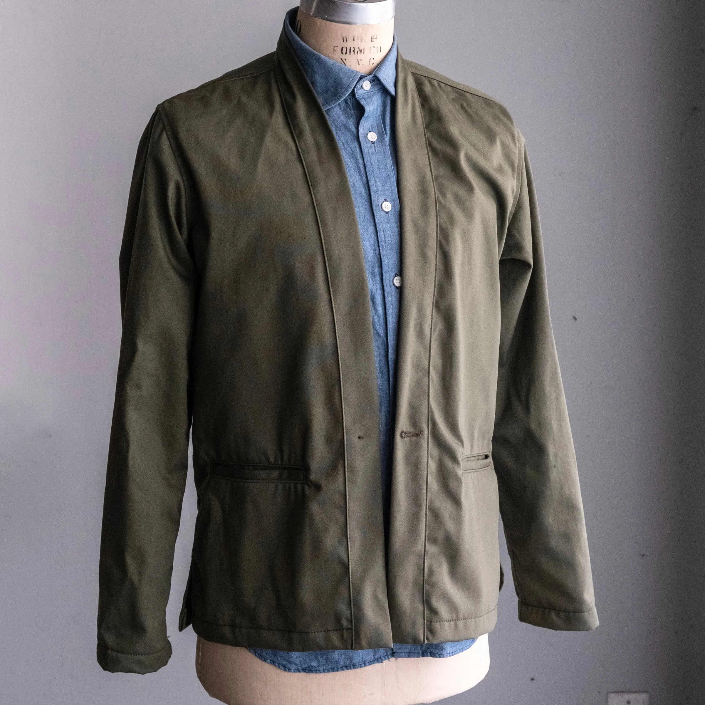 Kamigata Jacket in Olive Flight Mercerized Twill