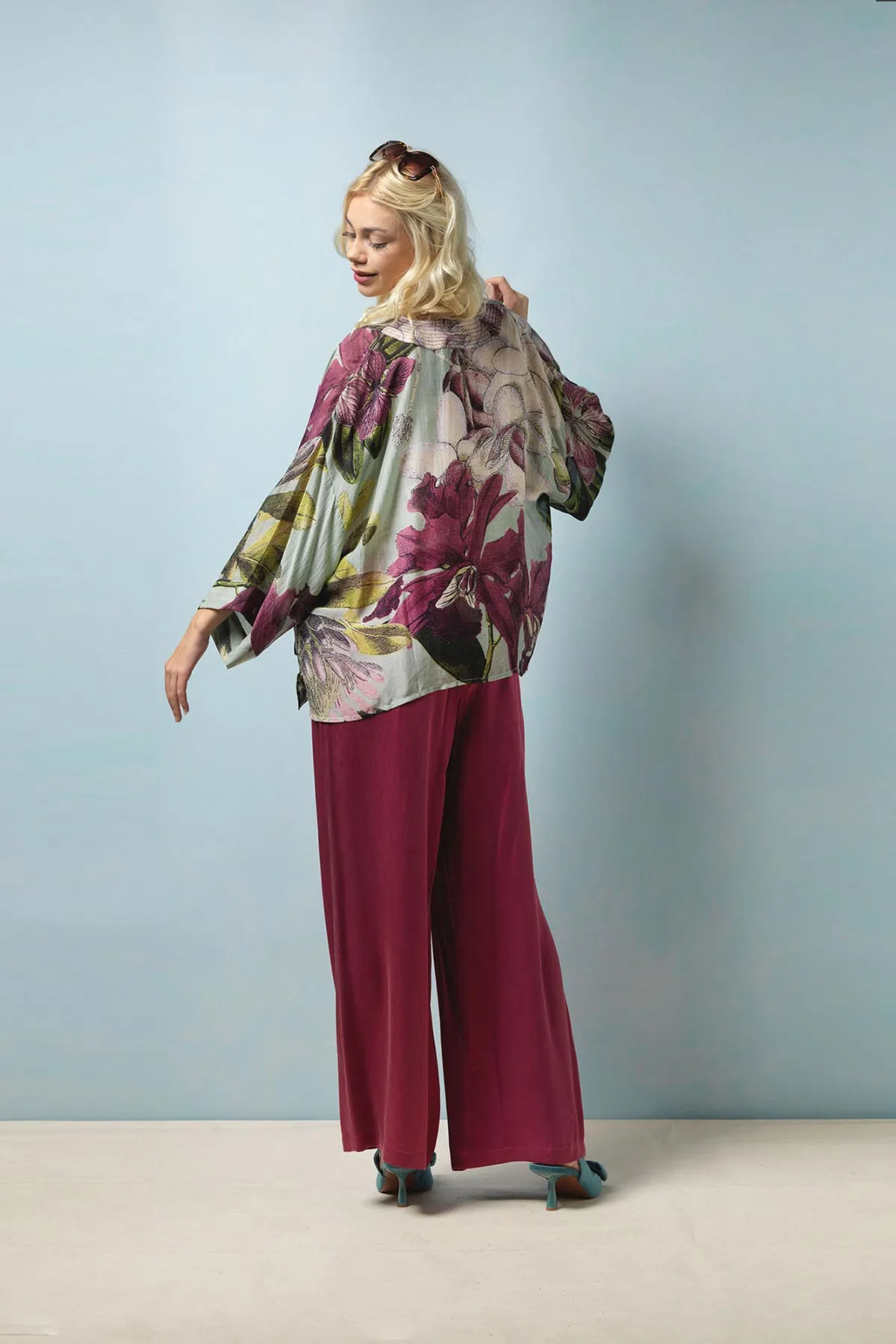 KEW Protea Duck Egg Kimono