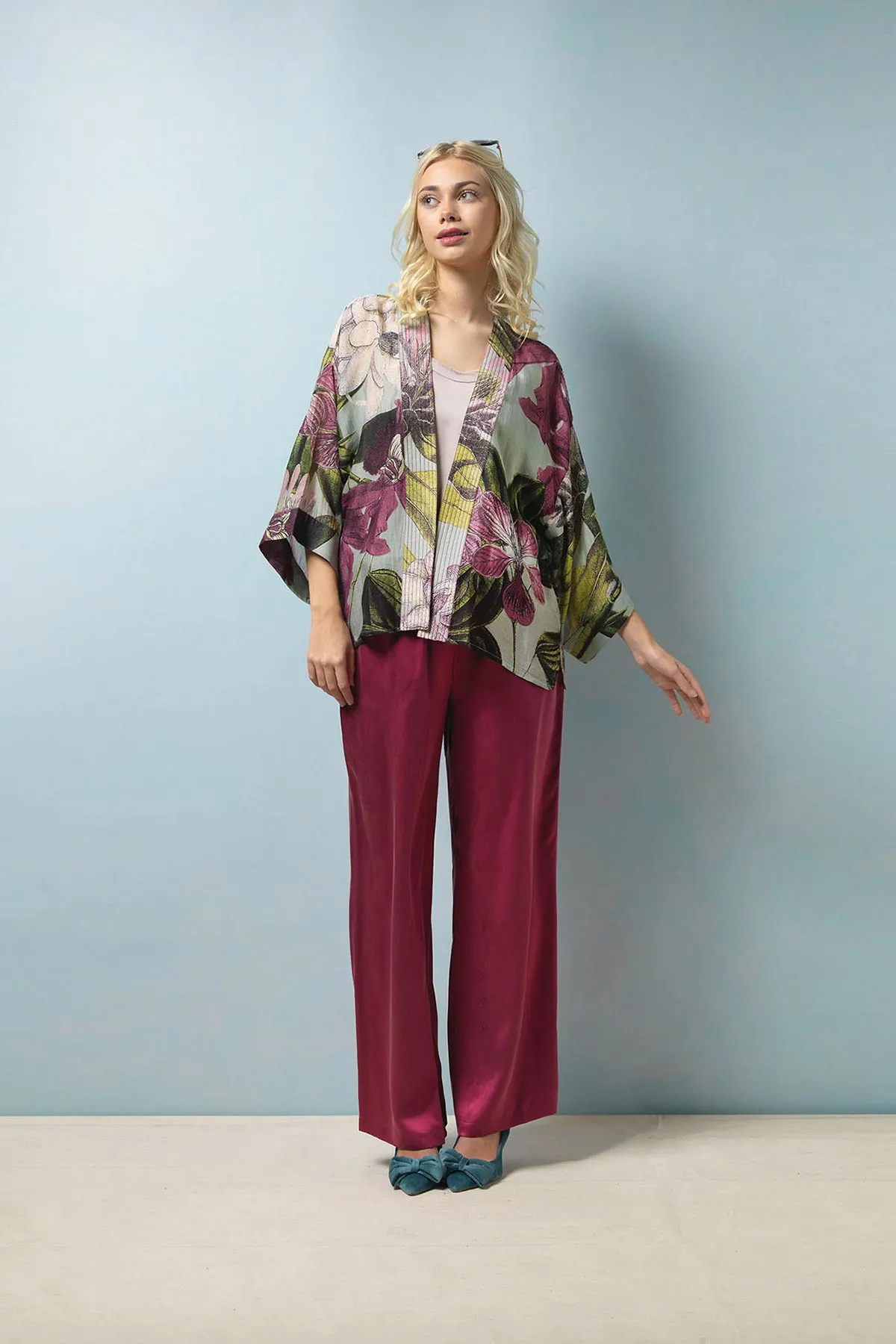 KEW Protea Duck Egg Kimono