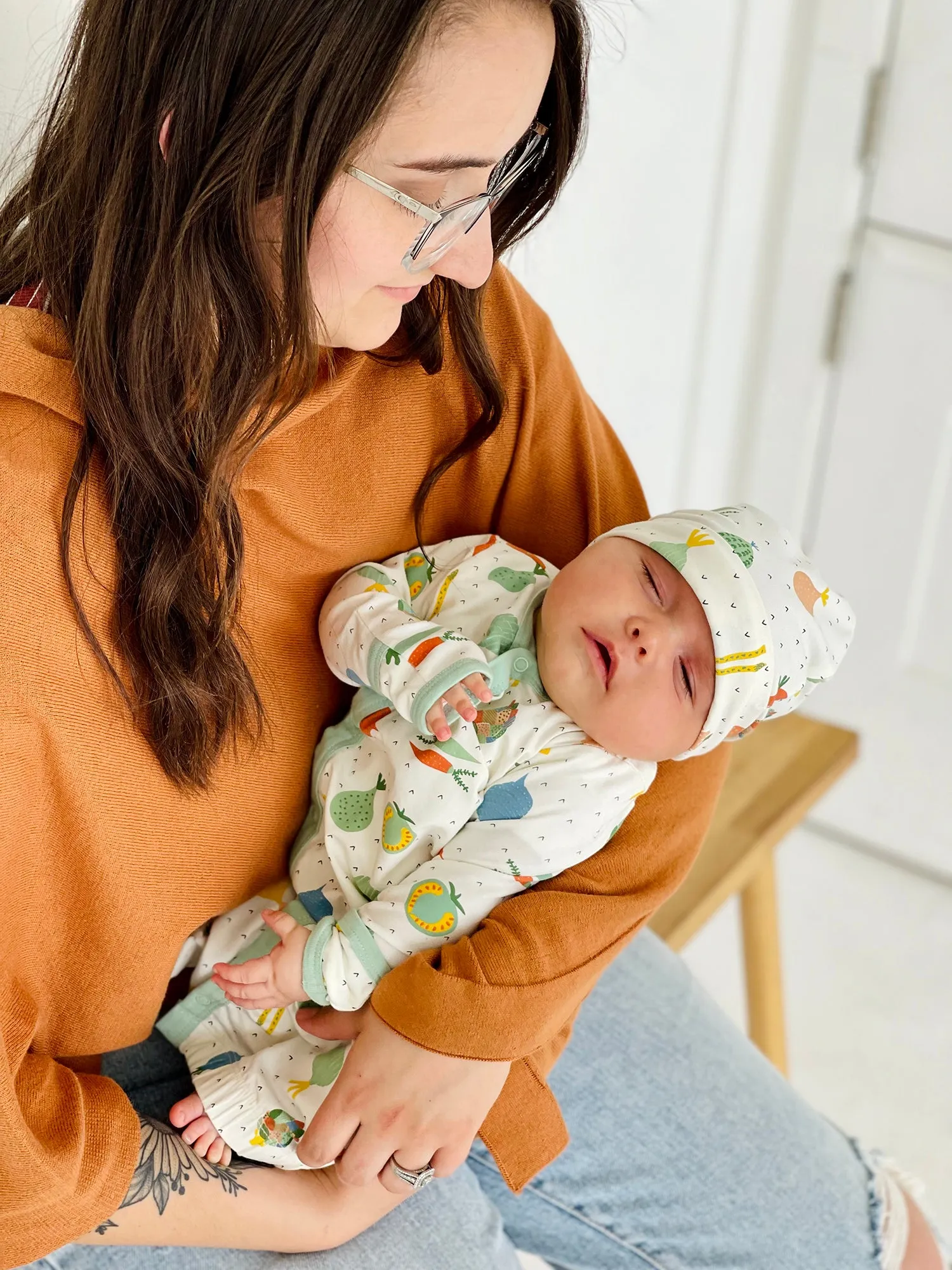 Kimono Baby Sleep Gown - Veggie Salad (Organic Cotton)