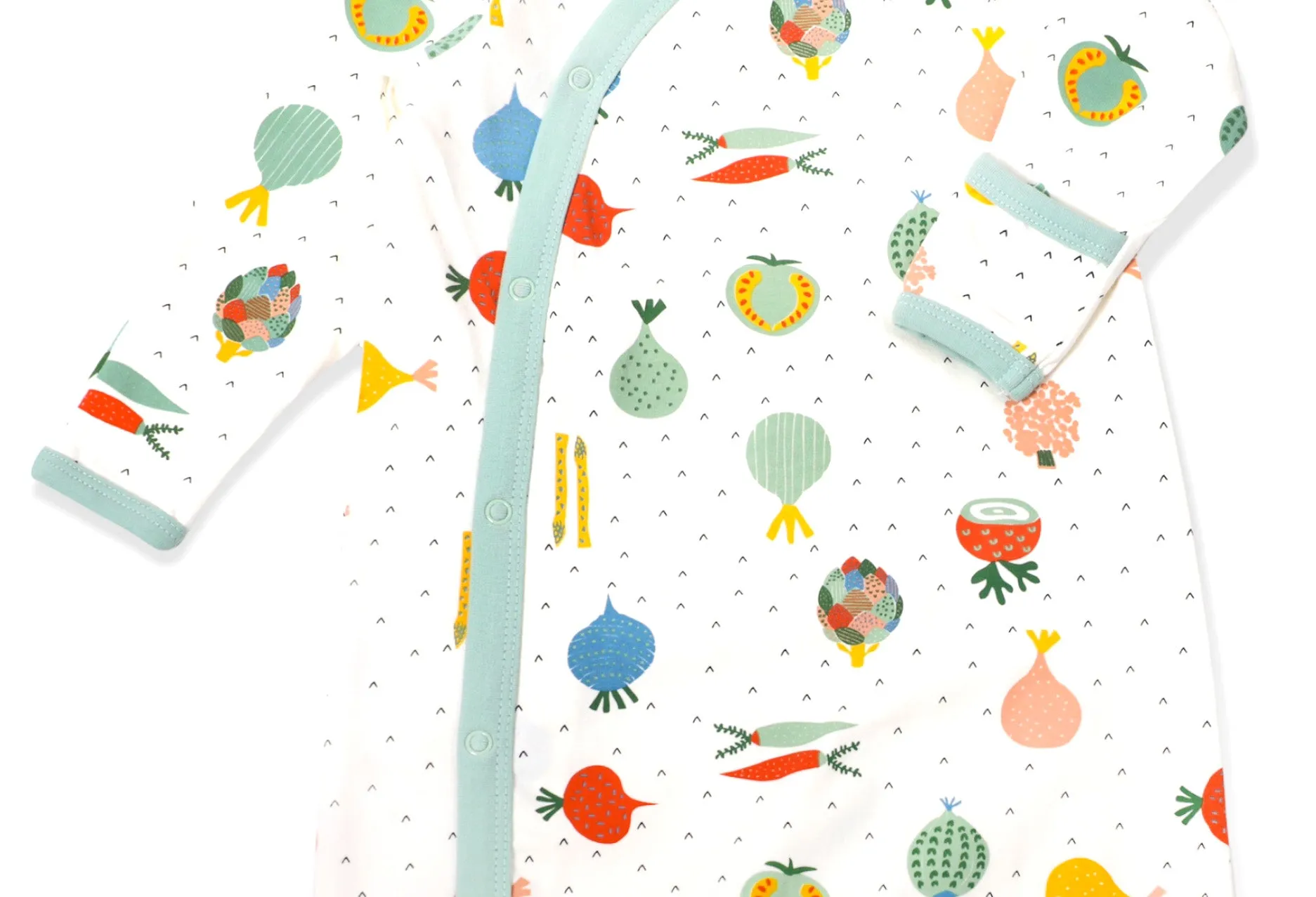 Kimono Baby Sleep Gown - Veggie Salad (Organic Cotton)