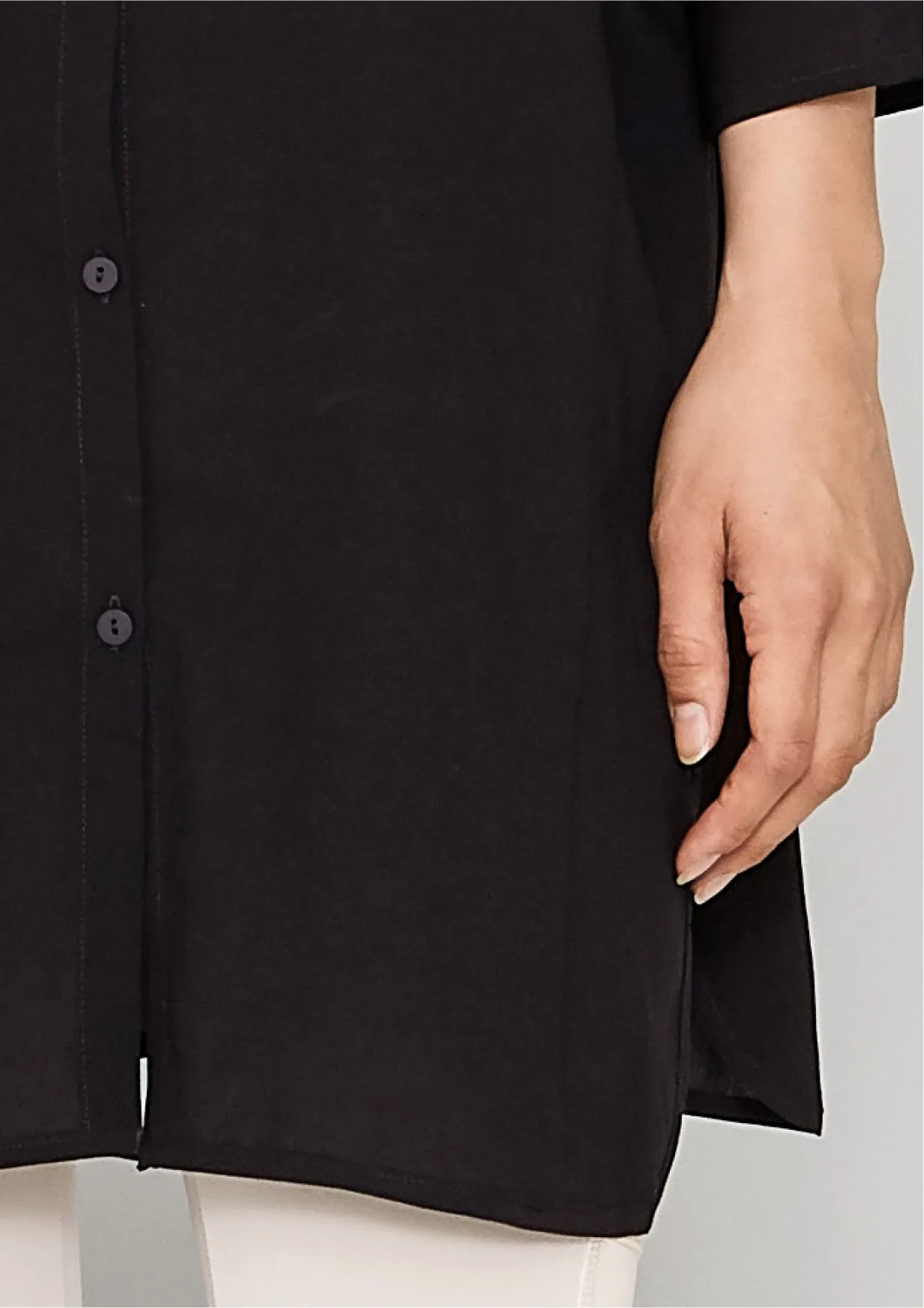 KIMONO SHIRT - black plain