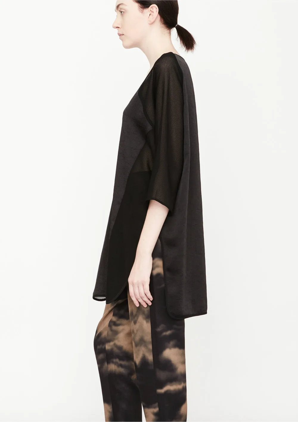 KIMONO SHIRT BLACK SHINY/MESH