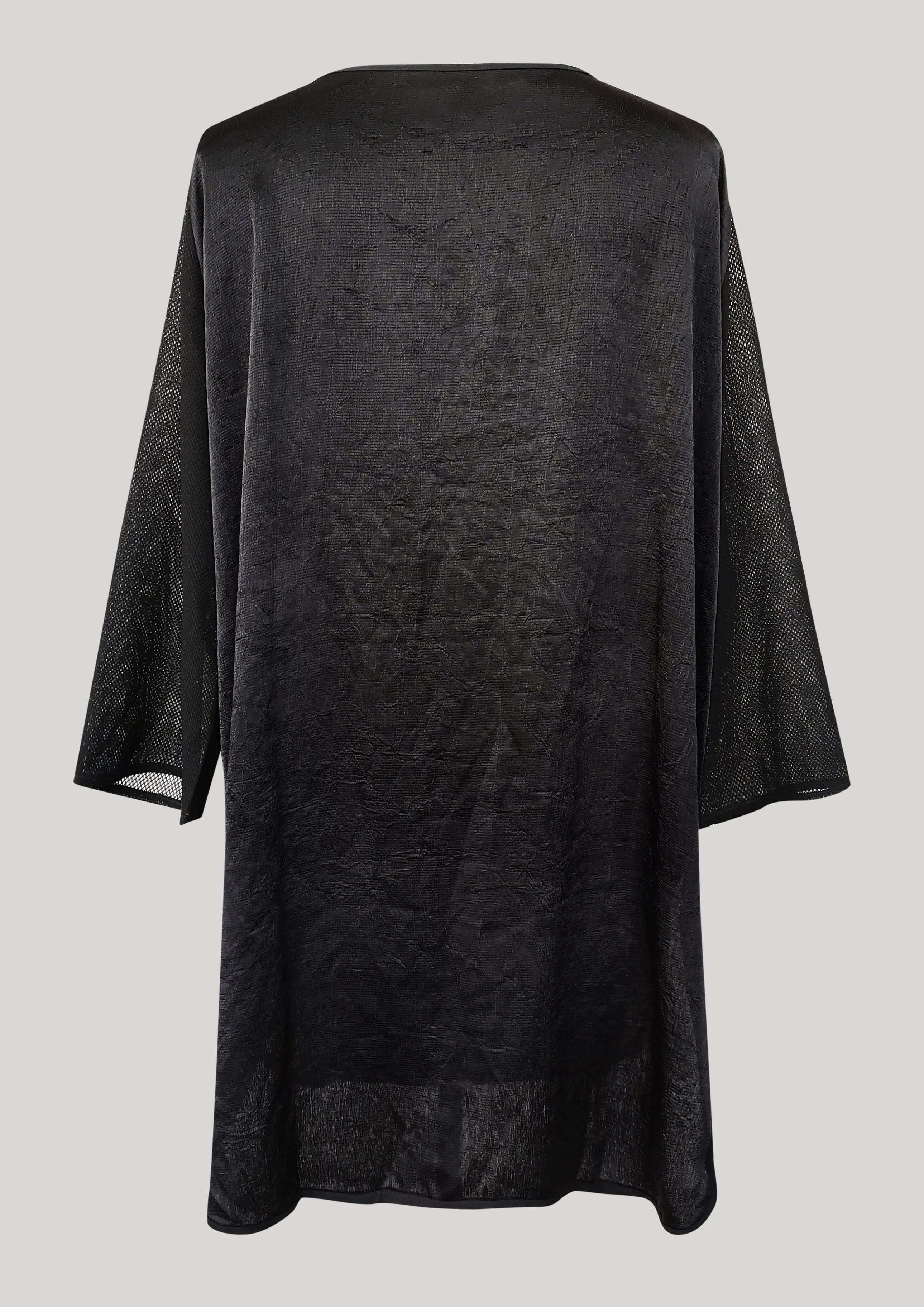 KIMONO SHIRT BLACK SHINY/MESH