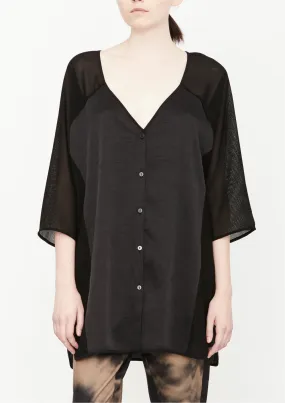 KIMONO SHIRT BLACK SHINY/MESH