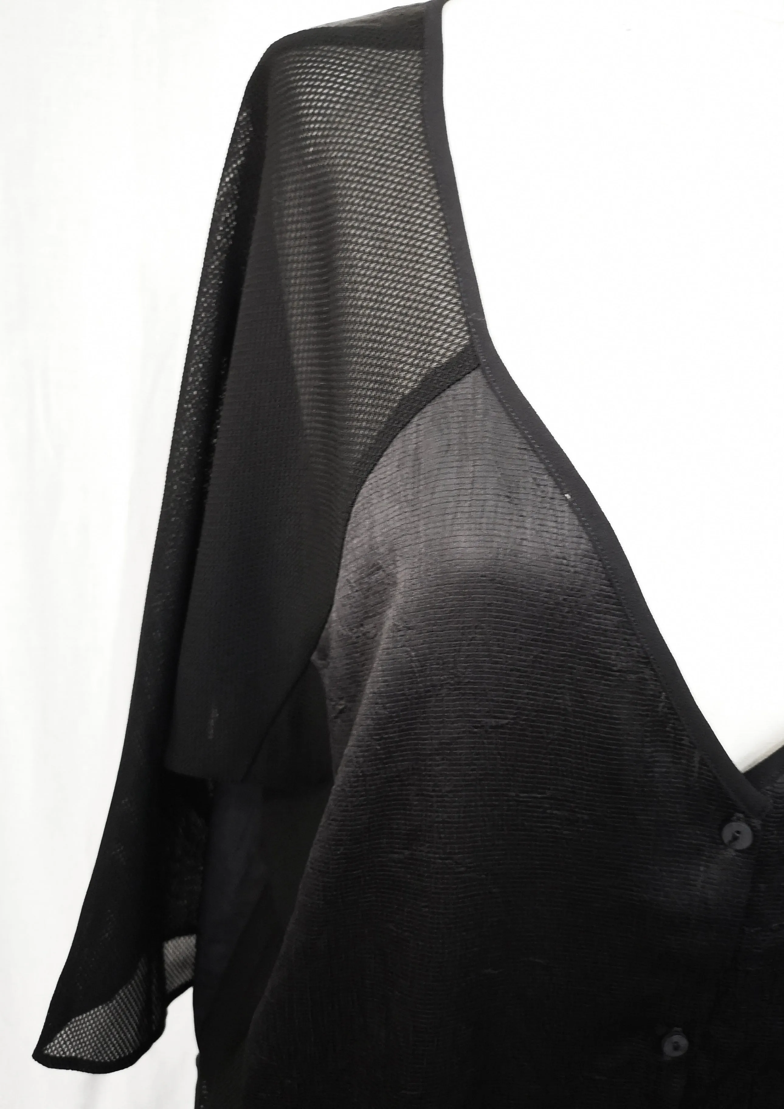 KIMONO SHIRT BLACK SHINY/MESH
