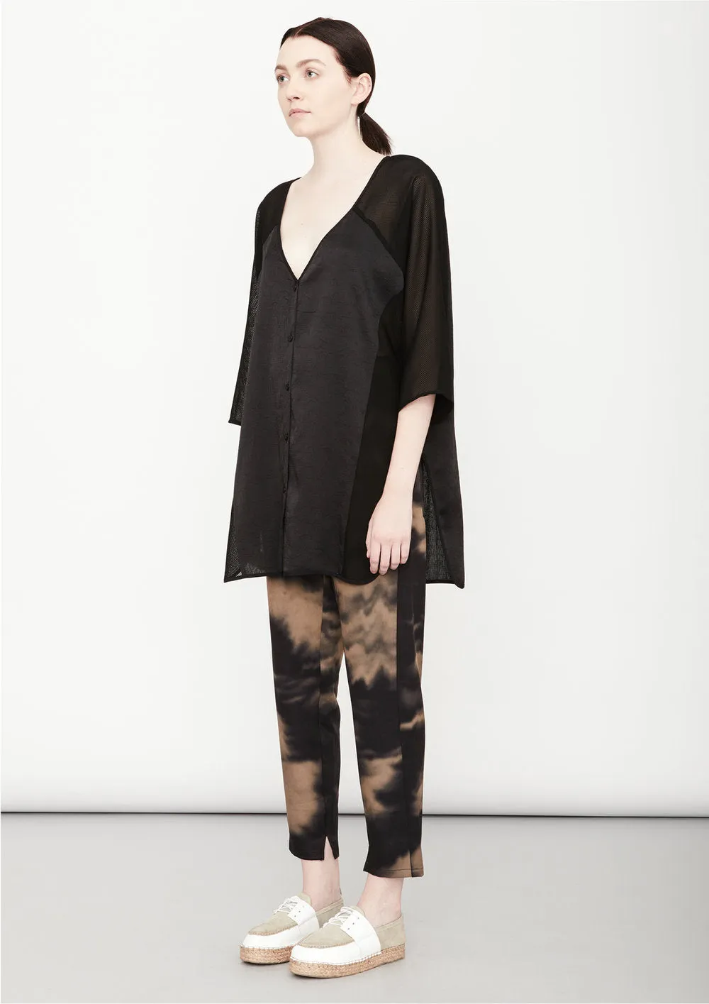 KIMONO SHIRT BLACK SHINY/MESH