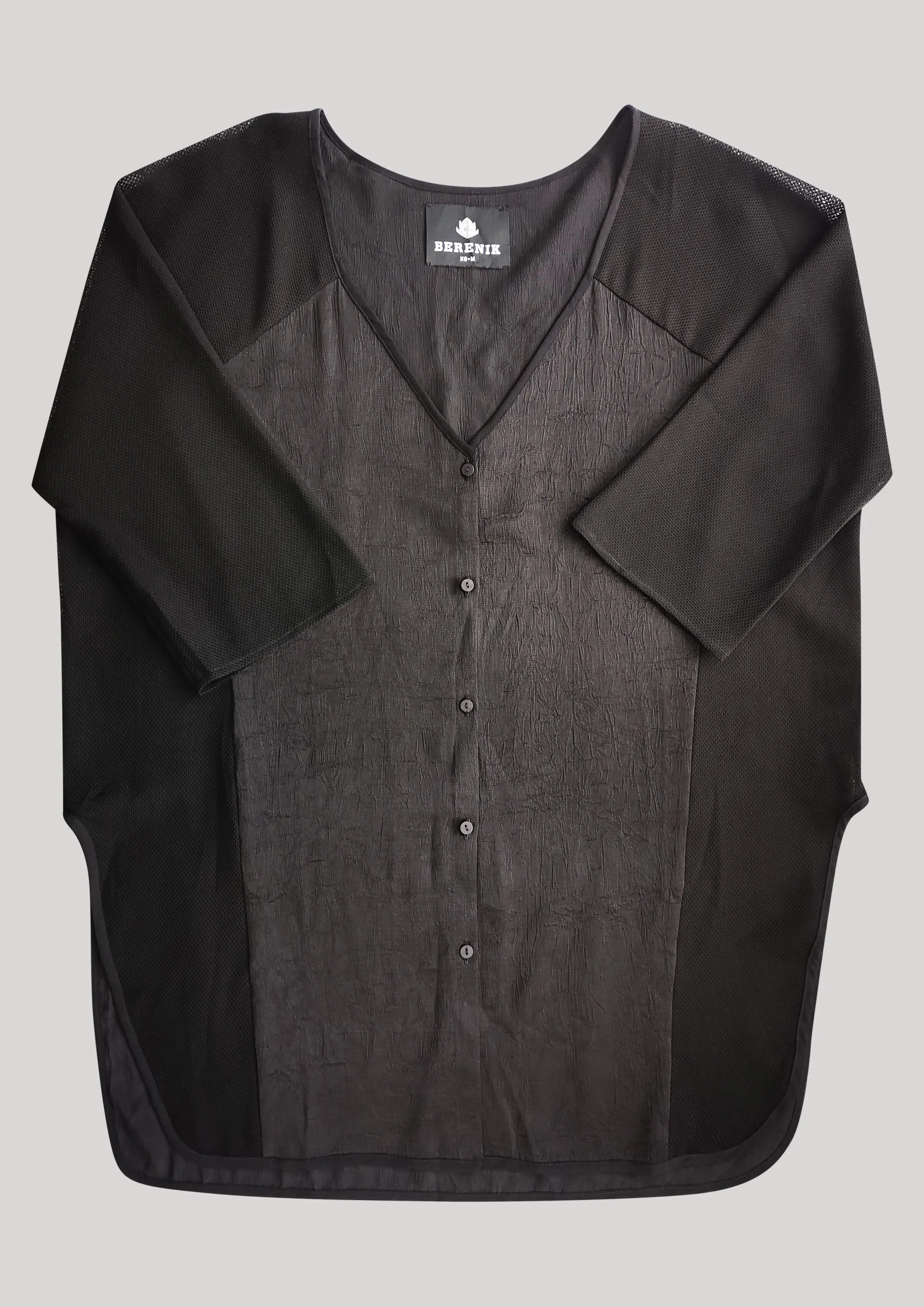 KIMONO SHIRT BLACK SHINY/MESH