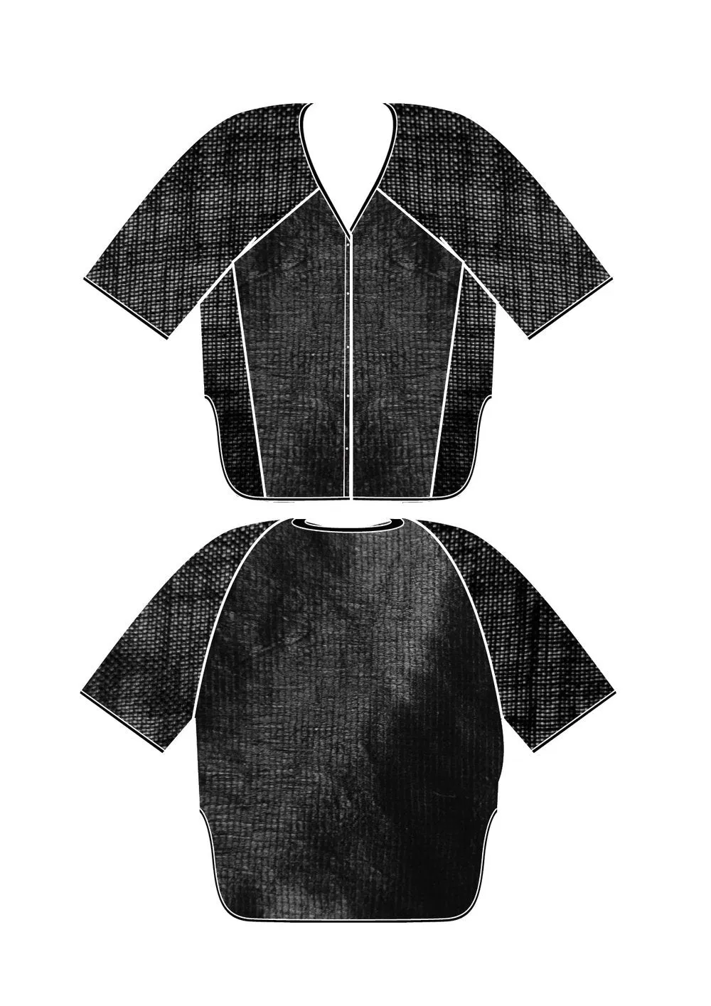 KIMONO SHIRT BLACK SHINY/MESH