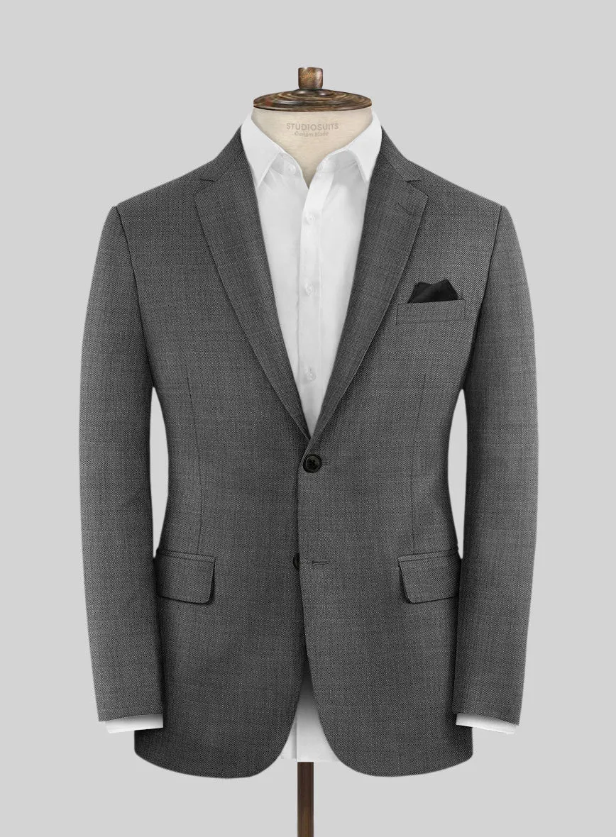 Lanificio Zegna Trofeo Sharkskin Charcoal Wool Jacket