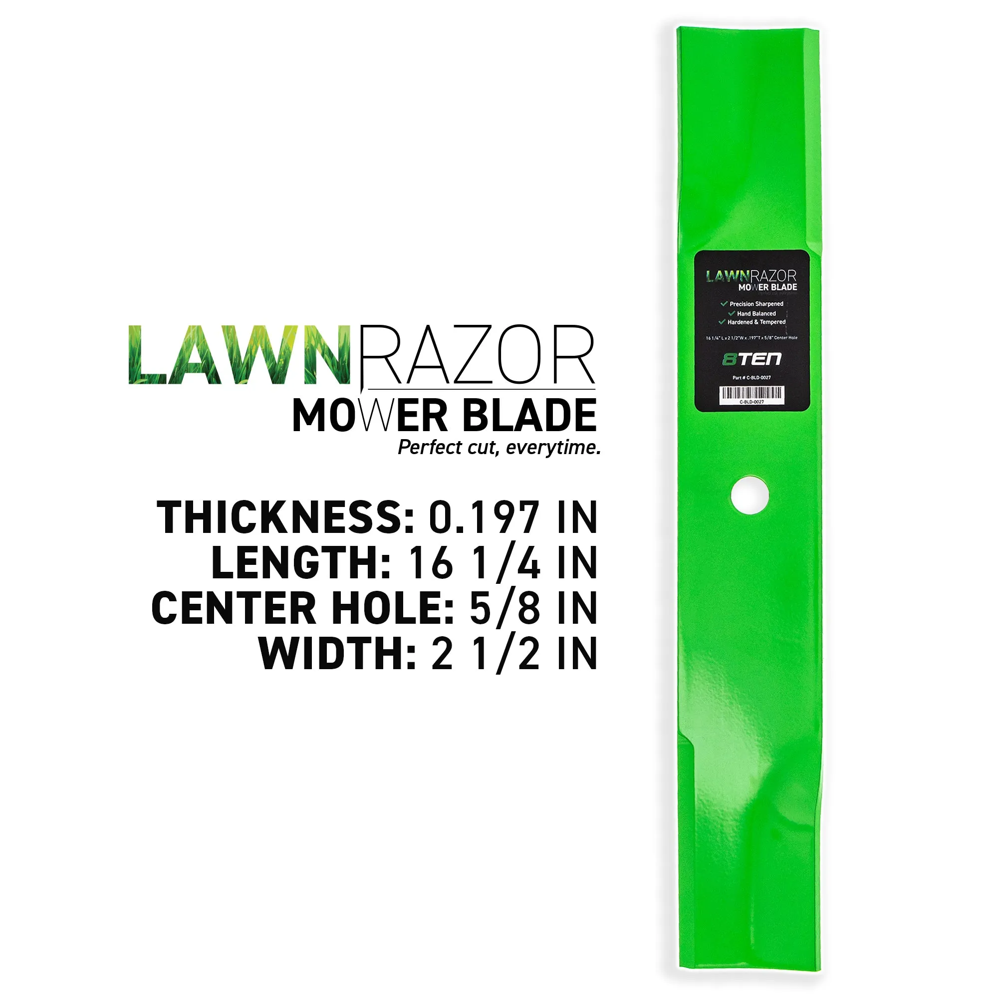 LawnRAZOR High Lift Mower Blade For Gravely Ariens Great Dane 1520843 20843 1520843S 04919100 | 2-PACK