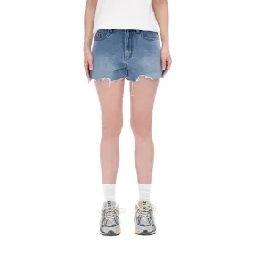 Logo Print Tassel Short Jeans in Blue