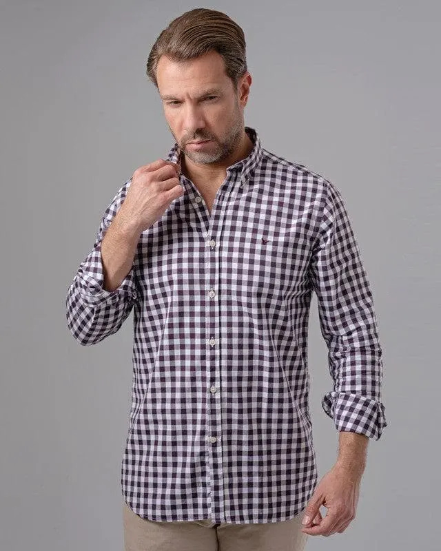 LONG SLEEVE CHECKERED SHIRT - DARK PURPLE