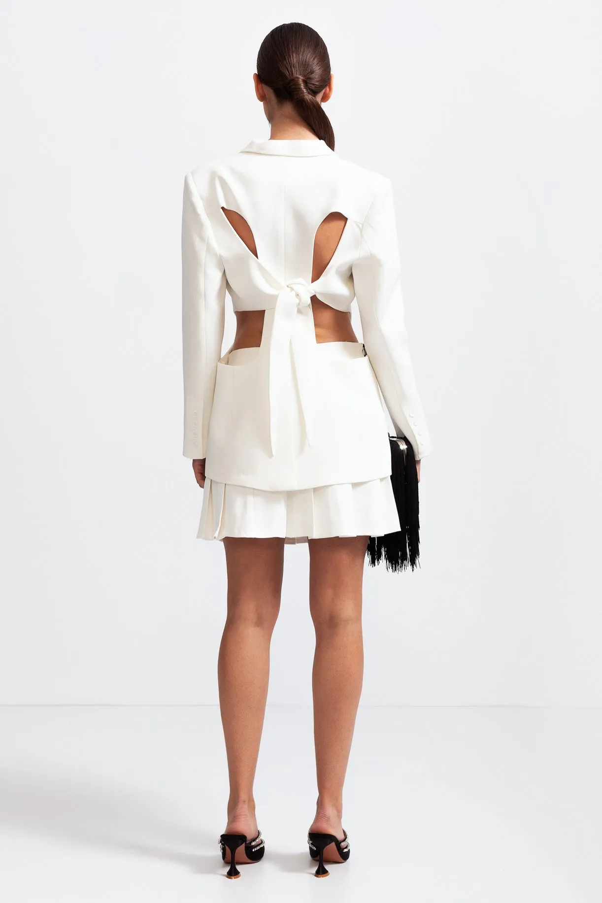 Long Sleeve Cut Out Blazer - White