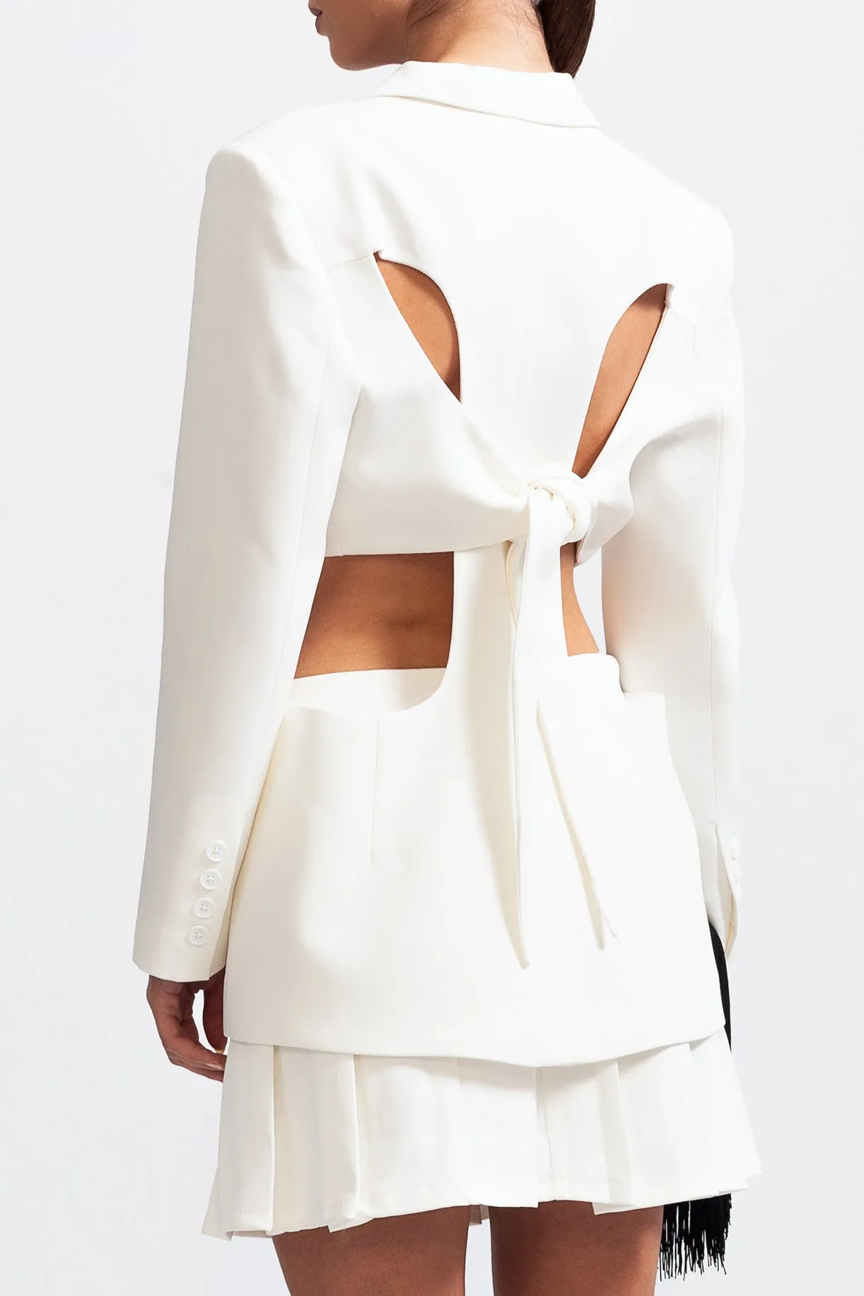 Long Sleeve Cut Out Blazer - White