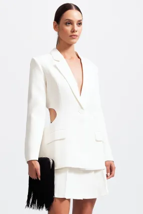 Long Sleeve Cut Out Blazer - White