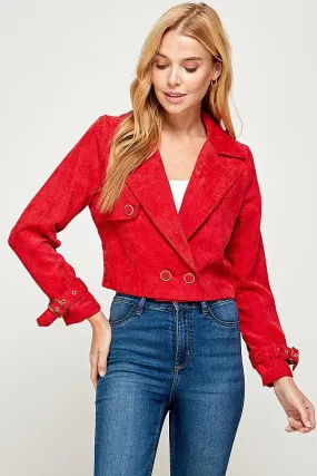 long sleeve lapel detail cropped jacket