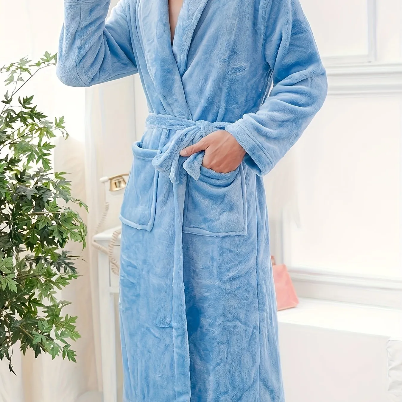 Luxury Mens Fleece Kimono Robe Comfy Cozy  Elegant