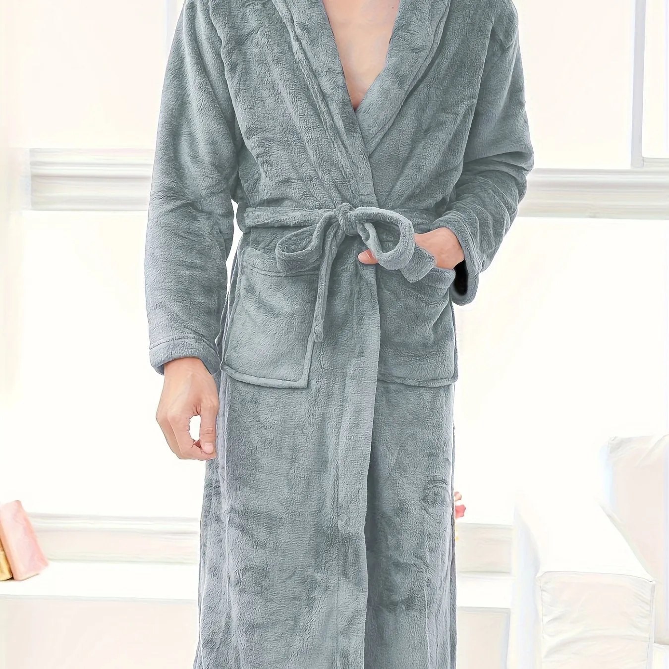 Luxury Mens Fleece Kimono Robe Comfy Cozy  Elegant