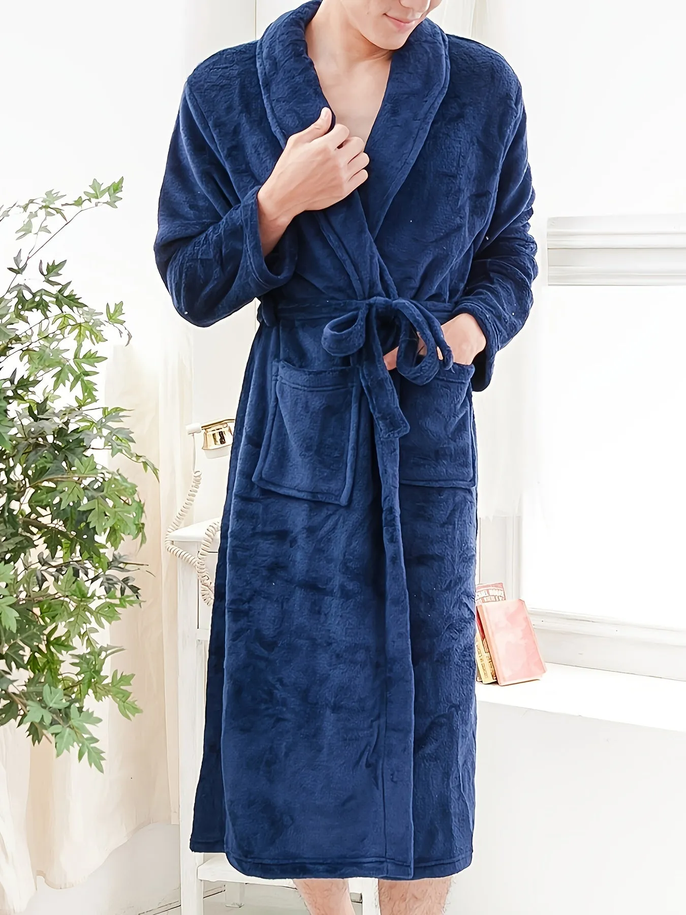 Luxury Mens Fleece Kimono Robe Comfy Cozy  Elegant