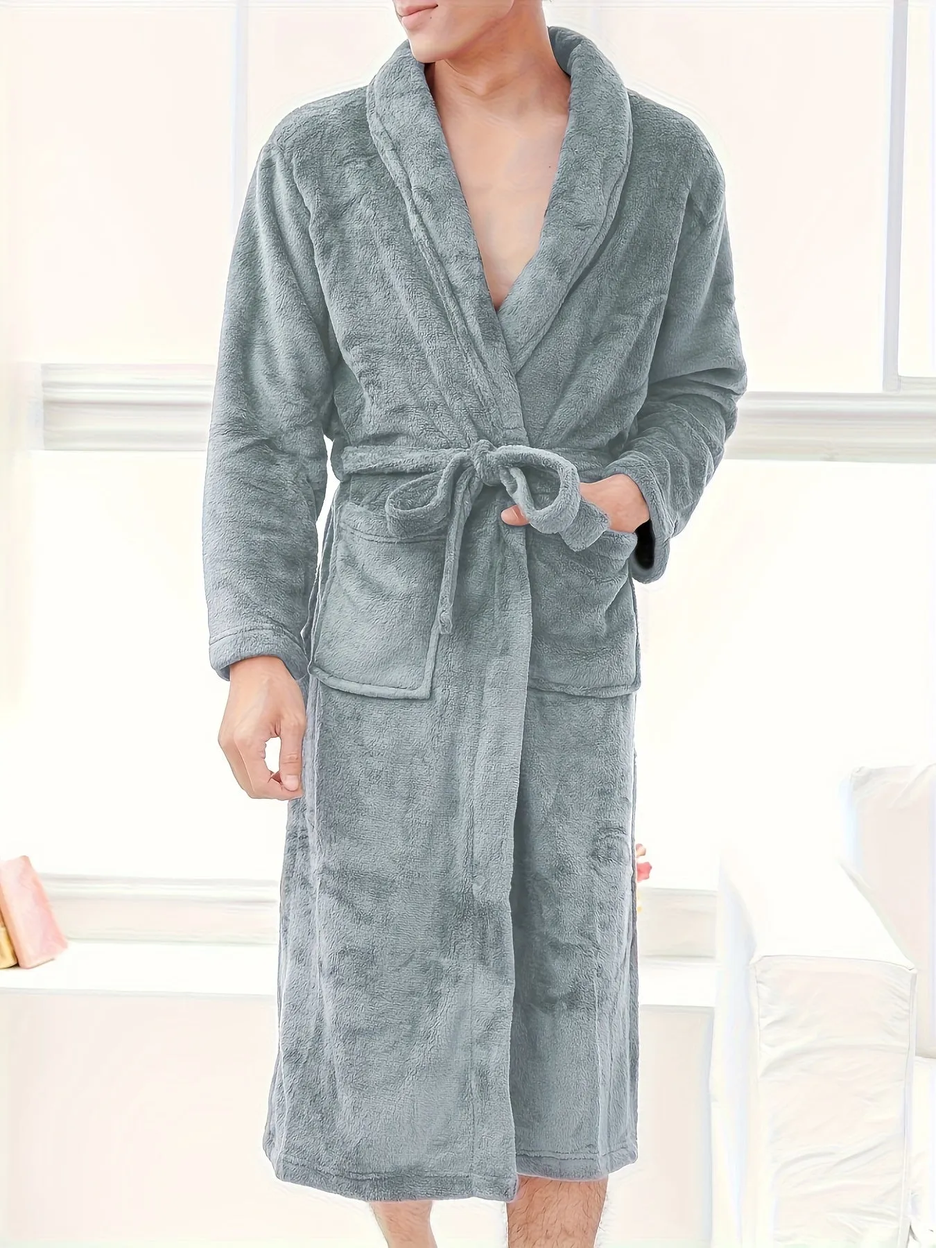 Luxury Mens Fleece Kimono Robe Comfy Cozy  Elegant